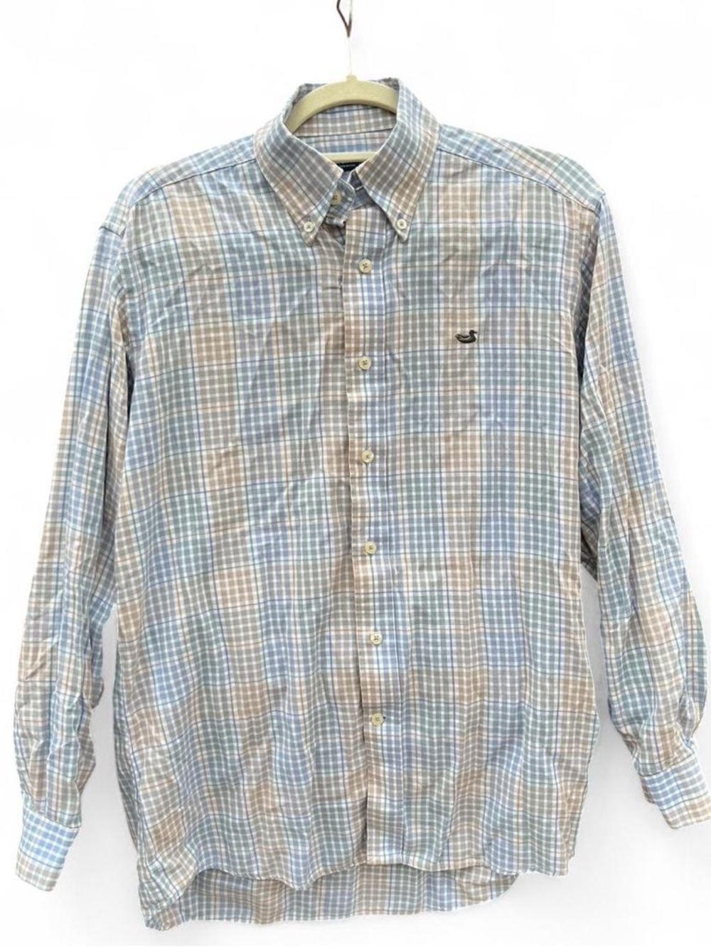 Southern Marsh Men's Light Blue & Tan Plaid Button-Down Shirt